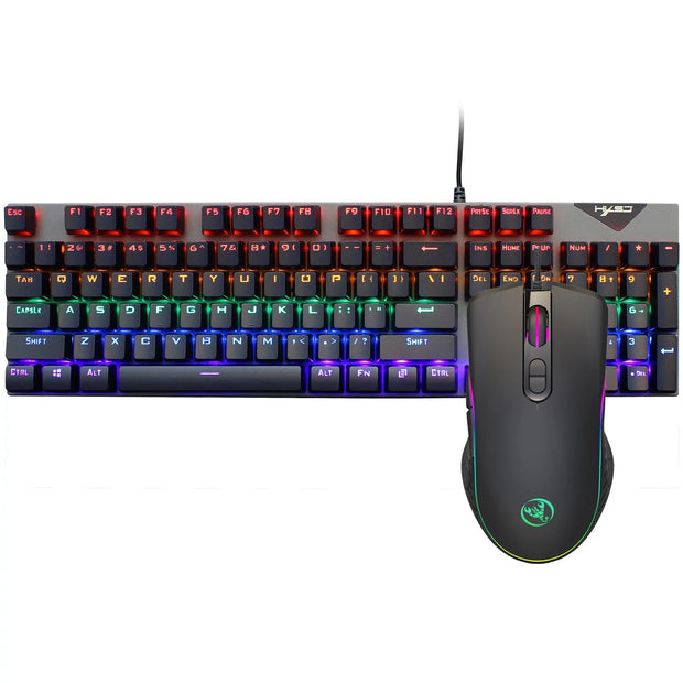 Suspended keycaps with real mechanical feel illuminated RGB keyboard and mouse game 104 keyboard and mouse wired set - Memoriex 