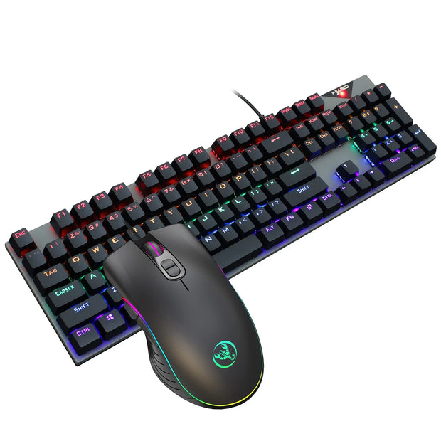 Suspended keycaps with real mechanical feel illuminated RGB keyboard and mouse game 104 keyboard and mouse wired set - Memoriex 