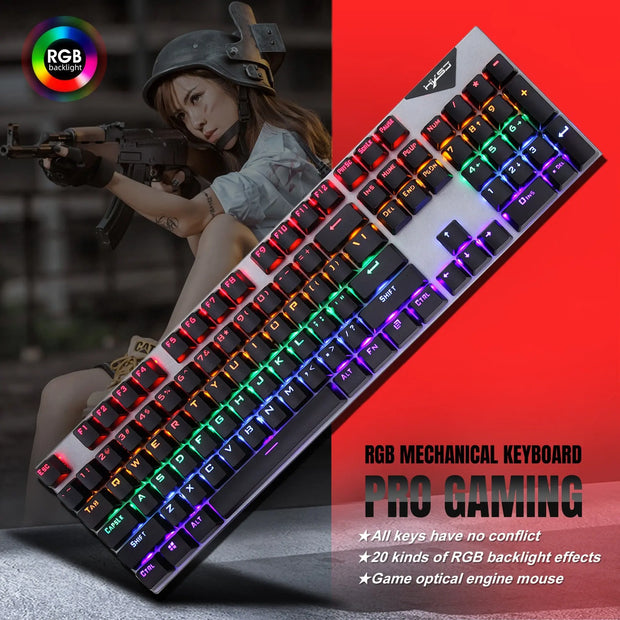 Suspended keycaps with real mechanical feel illuminated RGB keyboard and mouse game 104 keyboard and mouse wired set - Memoriex 