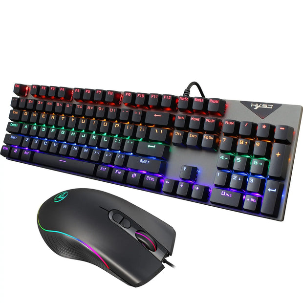Suspended keycaps with real mechanical feel illuminated RGB keyboard and mouse game 104 keyboard and mouse wired set - Memoriex 