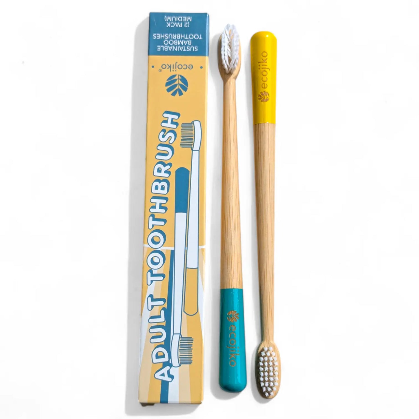 Sustainable Bamboo Toothbrush, Adult Medium Bamboo Toothbrushes (2 pack)-0