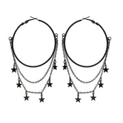 Sweet punk style black pentagonal star earrings Gothic dark earrings - Memoriex 
