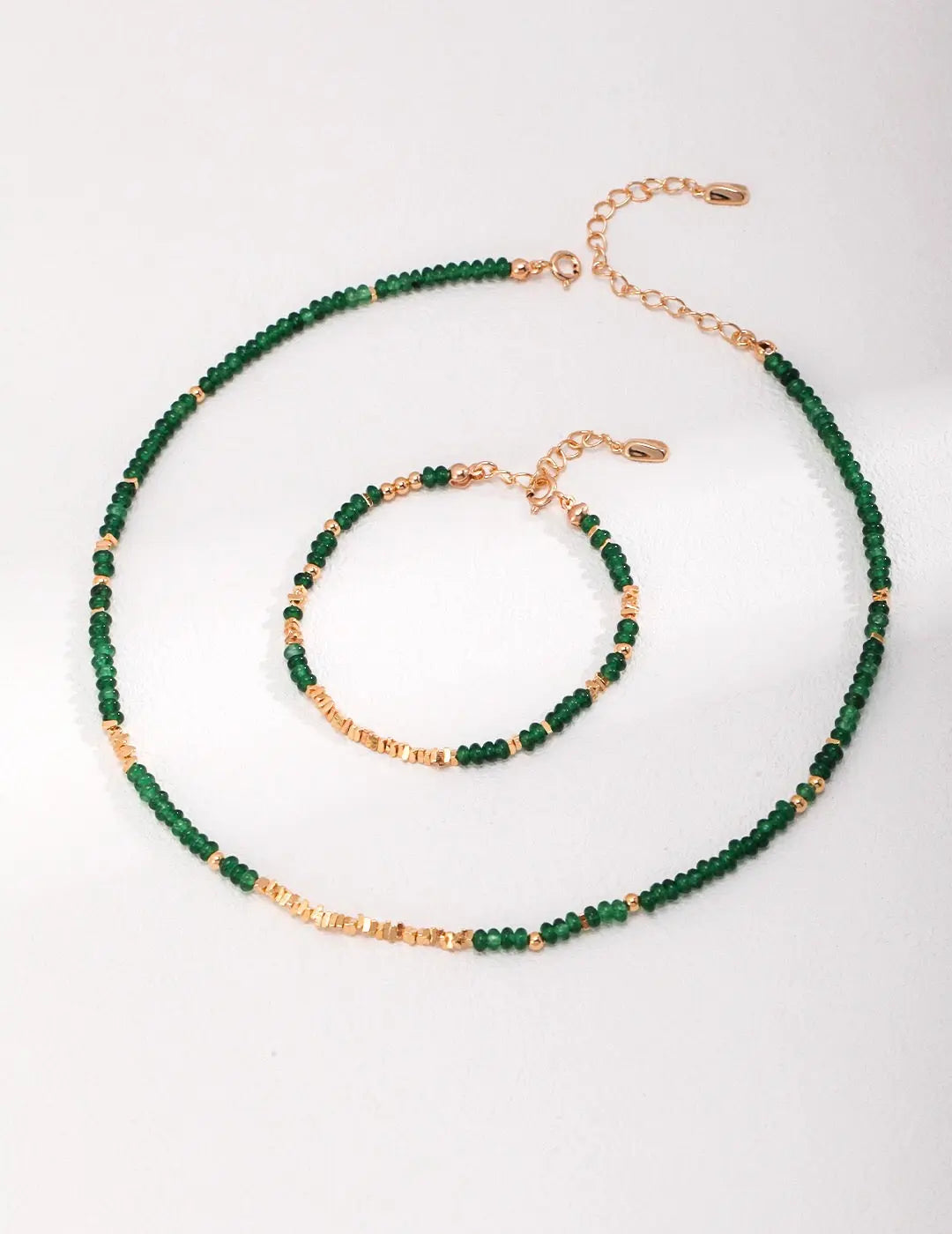 Synthetic Emerald Beaded Necklace - Memoriex