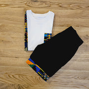 T-shirt and Cotton Pull Up Shorts Set with African Print Detail..-1