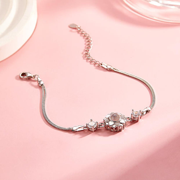 Personalised Photo Projection Bracelet | Custom Flower Design | Sentimental Gift for Mum or Girlfriend - Memoriex