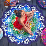 Tassel Indian Toalla Mandala Tapestry Beach Towel Sunblock Round Bikini Cover-Up Blanket Lotus Bohemian Yoga Mat - Memoriex 