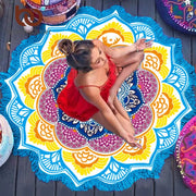 Tassel Indian Toalla Mandala Tapestry Beach Towel Sunblock Round Bikini Cover-Up Blanket Lotus Bohemian Yoga Mat - Memoriex 
