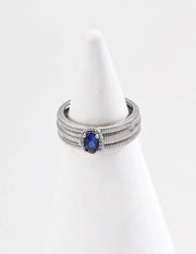 Textured Band Sapphire Zircon Ring-2
