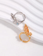 Textured Butterfly Zircon Ring-2