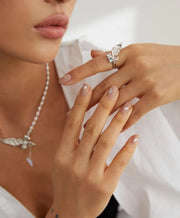 Textured Butterfly Zircon Ring-4