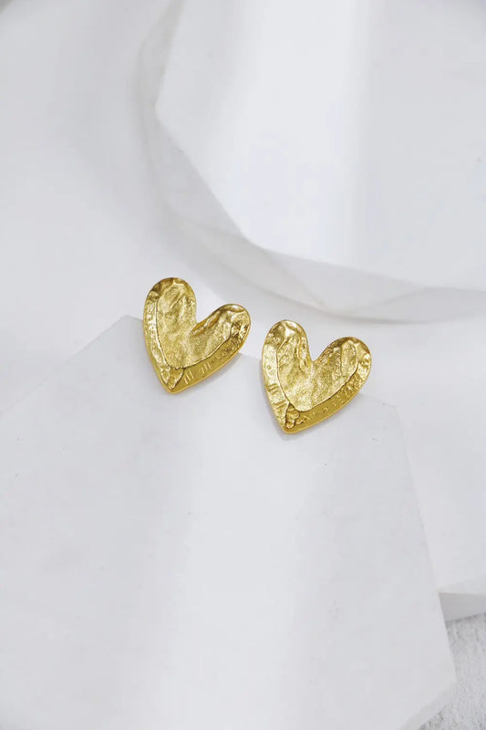 Textured Heart Earrings - Memoriex 