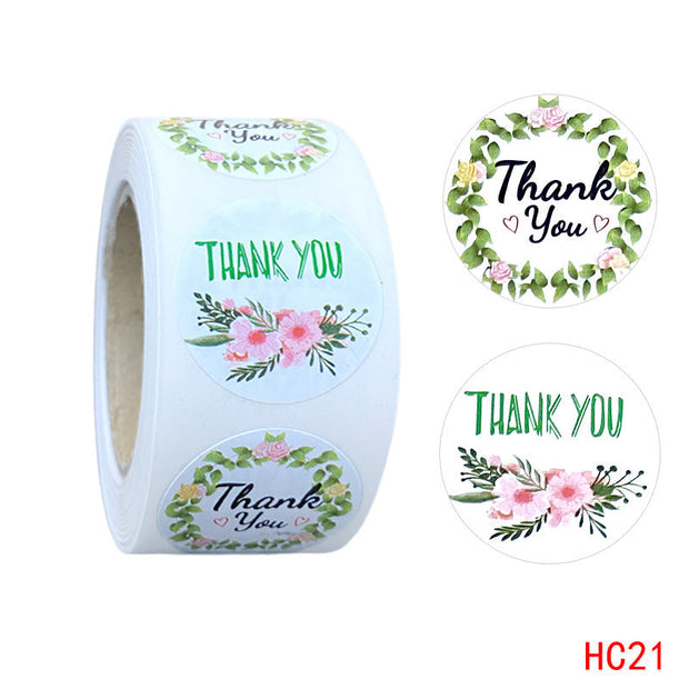 Thank You  Round Flower Sticker Cross-border - Memoriex 