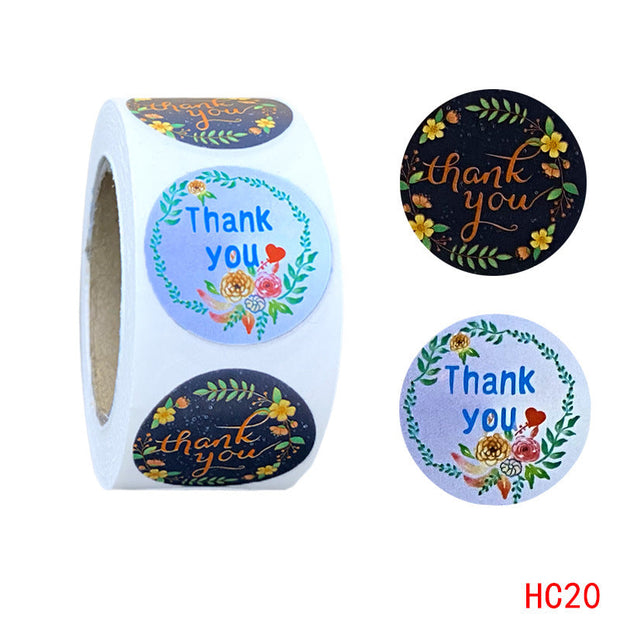 Thank You  Round Flower Sticker Cross-border - Memoriex 