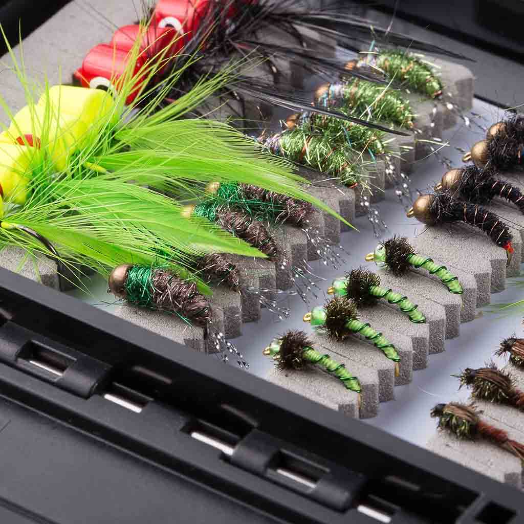 80 Pcs Assorted Flies Fly Fishing with Waterproof Fly Box-1