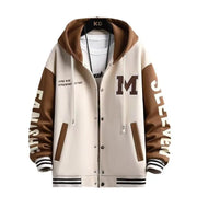 Thick hoodie jacket for boys contrasting colors hooded embroidery heavyweight jacket for teenagers - Memoriex 