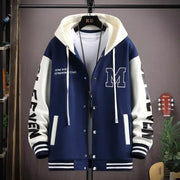 Thick hoodie jacket for boys contrasting colors hooded embroidery heavyweight jacket for teenagers - Memoriex 