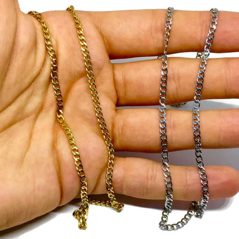 Thin Curb Chain Link Necklace-2