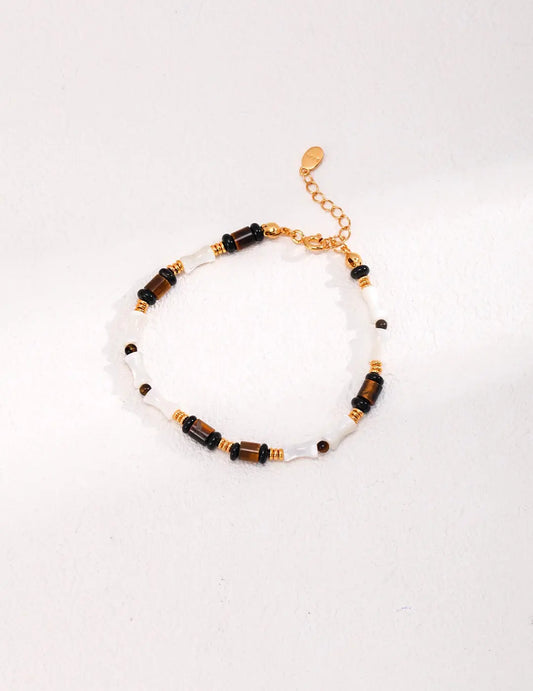 Tiger Eye Stone Mother Shell Bracelet-0