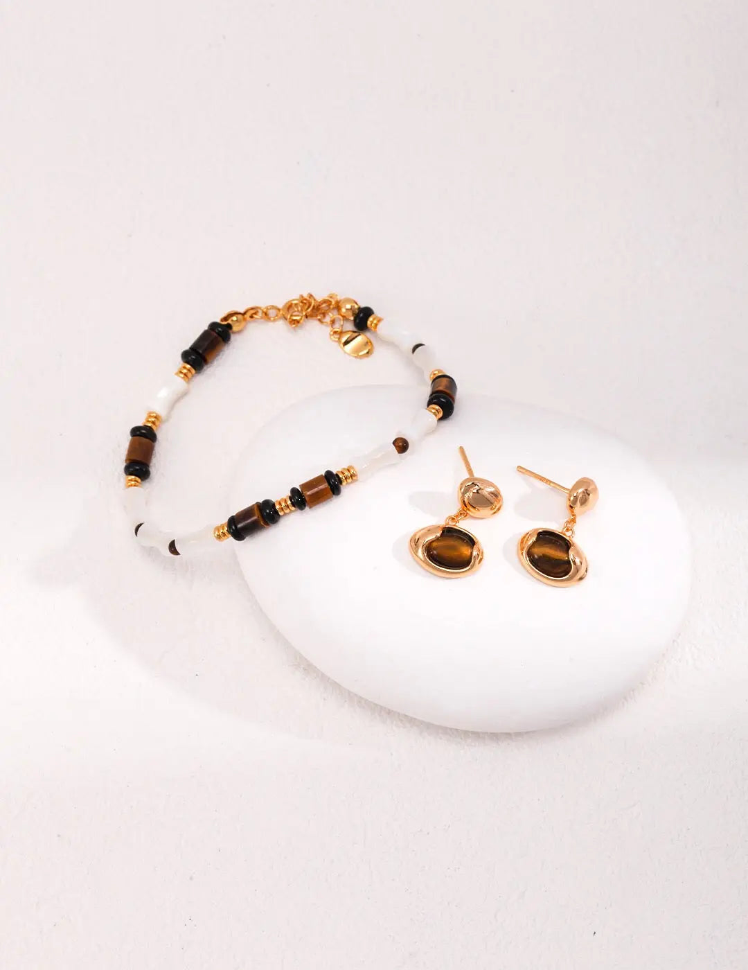 Tiger Eye Stone Mother Shell Bracelet-3