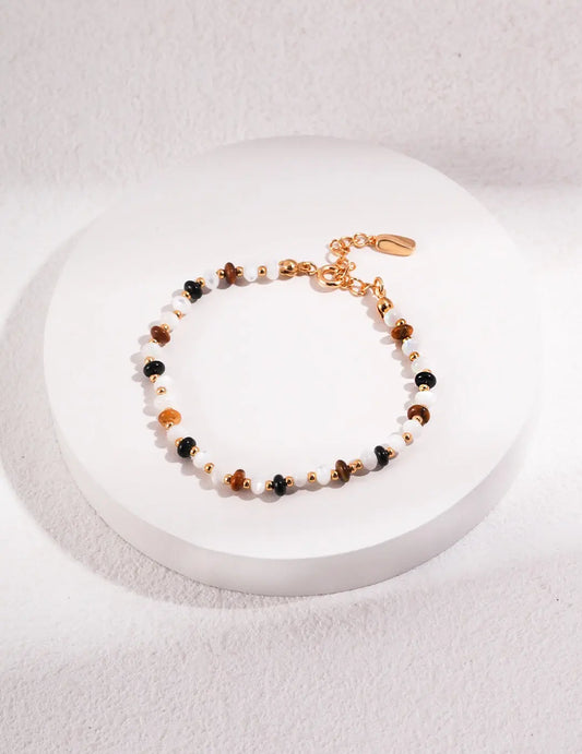 Tiger Eye Stone With Black Onyx Bracelet-0