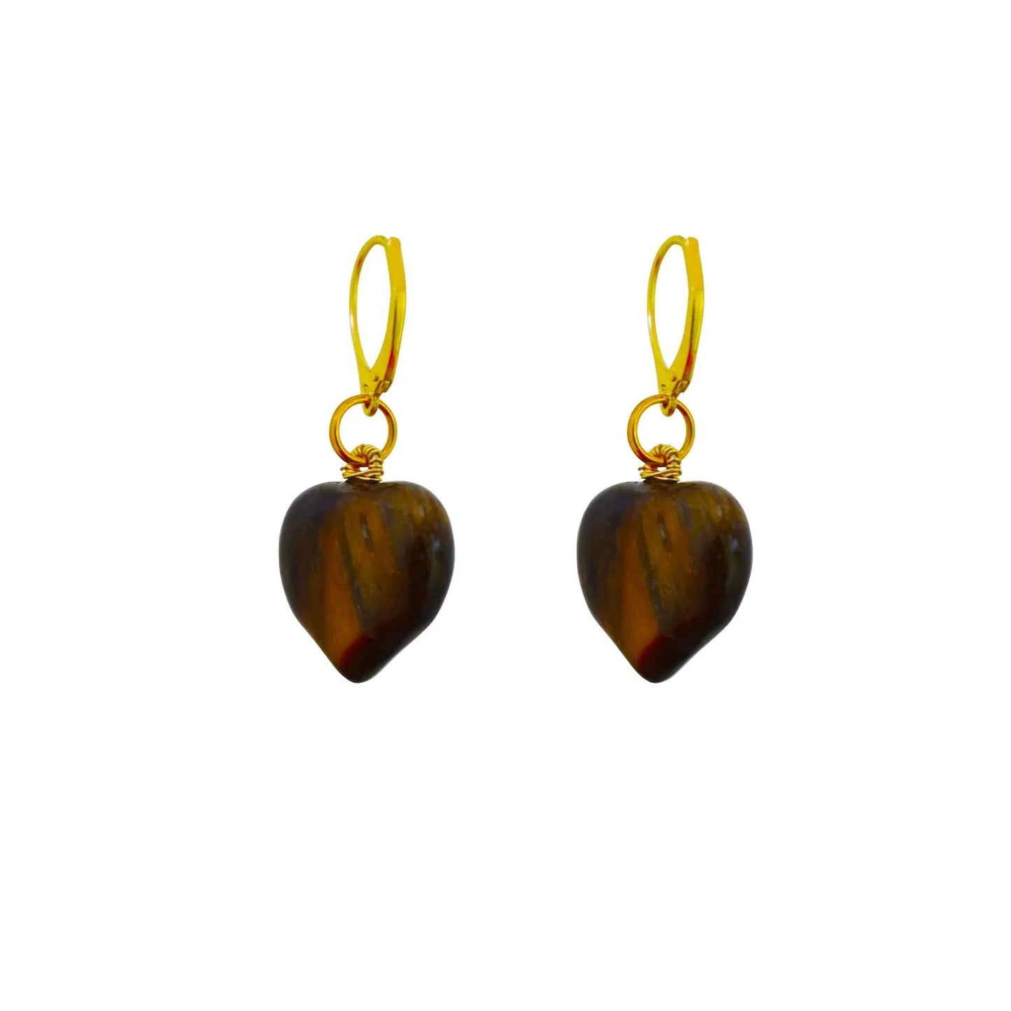 Tiger Eye Yellow gold earrings - Memoriex