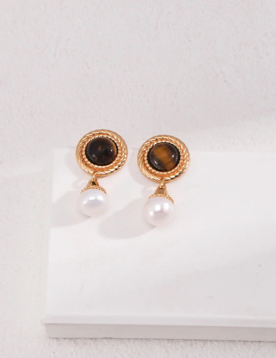 Tiger's Eye Pearl Earrings - Memoriex