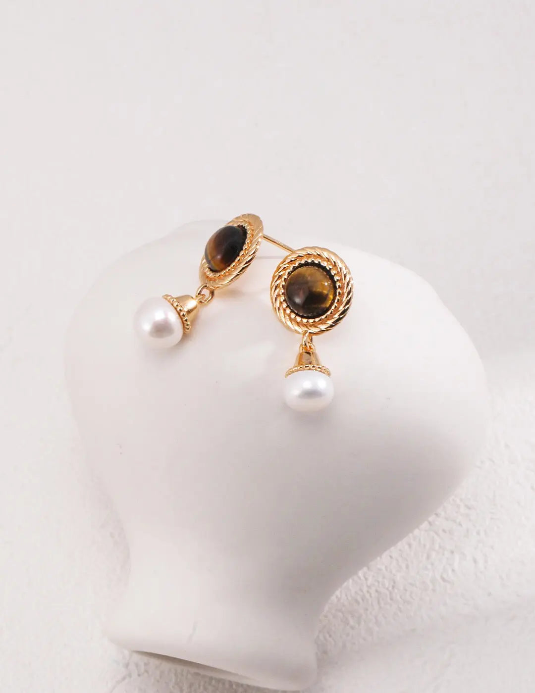 Tiger's Eye Pearl Earrings - Memoriex