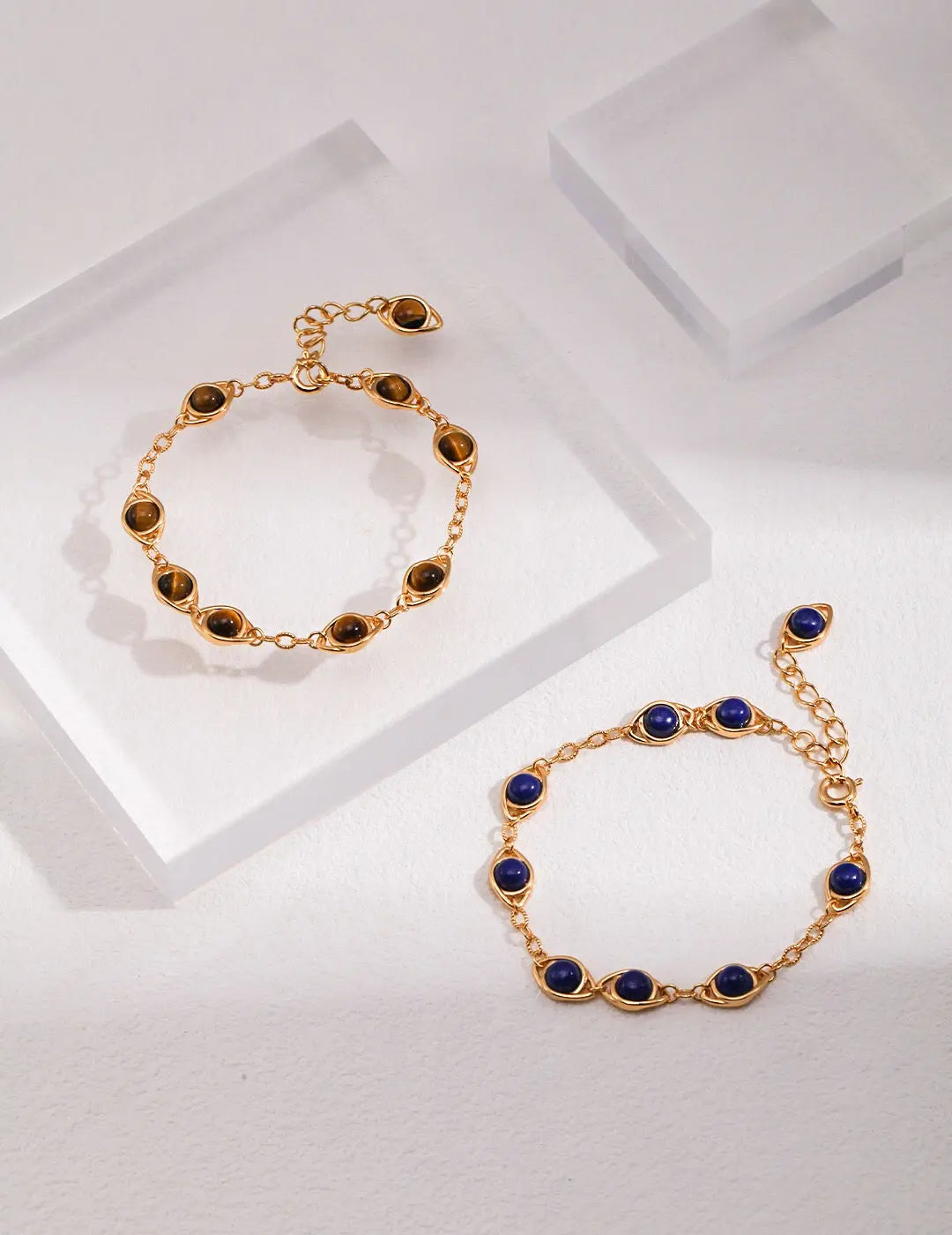 Lapis lazuli / Tigers Eye Stone Adjustable Bracelet-3