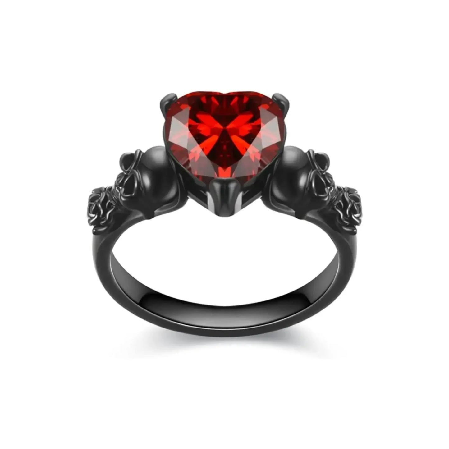 'Til death do us part Blood Red Heart skull ring-0