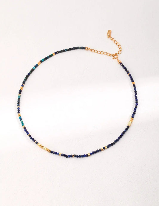 Tiny Lapis Lazuli Beaded Necklace - Memoriex