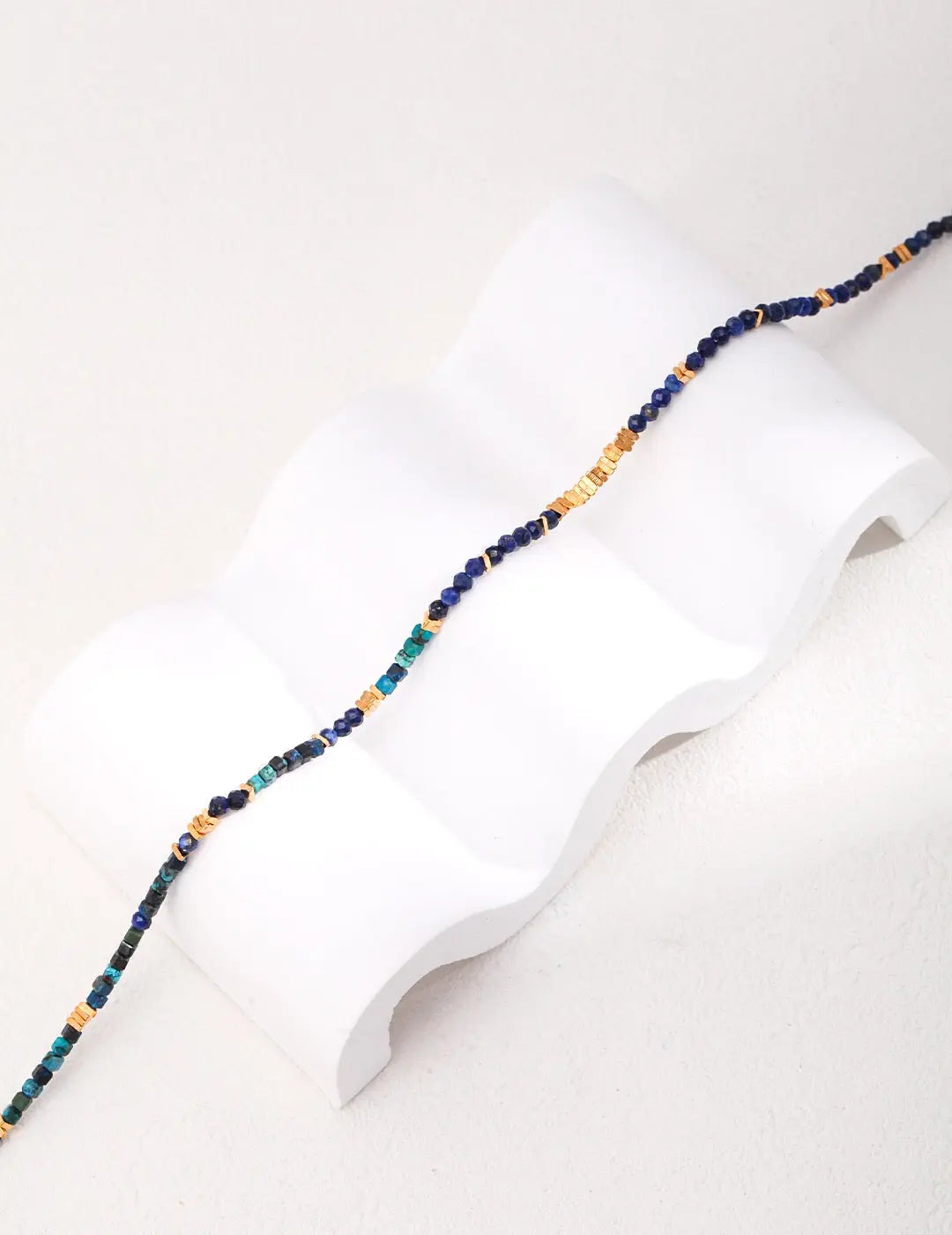 Tiny Lapis Lazuli Beaded Necklace - Memoriex