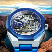 Tourbillion Mechanical Watch for Men Automatic Steel Strap Skeleton Mens Watches Top Brand Luxury - Memoriex 