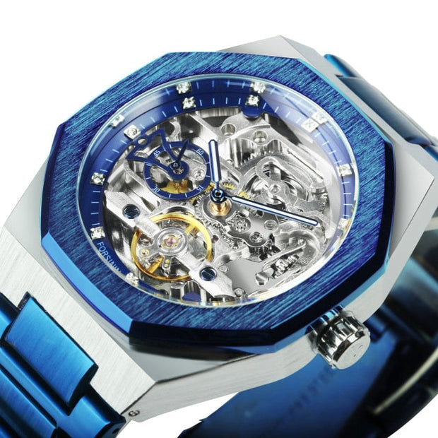 Tourbillion Mechanical Watch for Men Automatic Steel Strap Skeleton Mens Watches Top Brand Luxury - Memoriex 