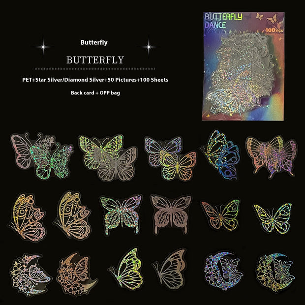 Transparent Butterfly Laser Stickers Creative Retro - Memoriex 