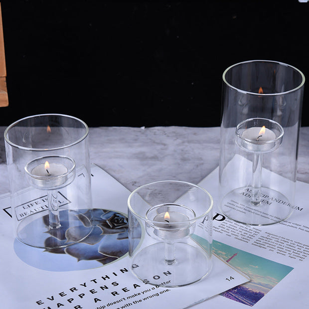 Transparent Glass Candlestick Handmade Borosilicate Holiday Decoration - Memoriex 