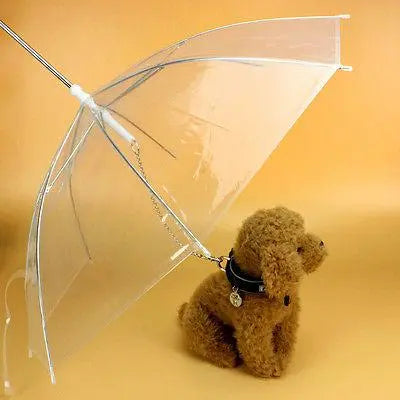 Transparent Pet Umbrella Portable Built-in Leash Puppy Umbrella Cat Raincoat - Memoriex 