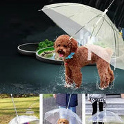 Transparent Pet Umbrella Portable Built-in Leash Puppy Umbrella Cat Raincoat - Memoriex 