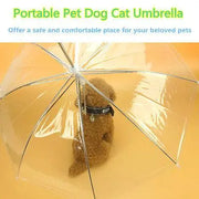Transparent Pet Umbrella Portable Built-in Leash Puppy Umbrella Cat Raincoat - Memoriex 