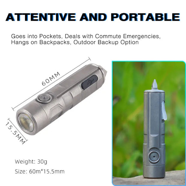 Tri Color Titanium Alloy LED Flashlight Pocket EDC Rechargeable Small Powerful Flashlight High Lumens-2