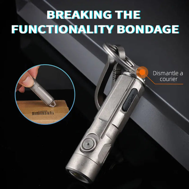 Tri Color Titanium Alloy LED Flashlight Pocket EDC Rechargeable Small Powerful Flashlight High Lumens-3