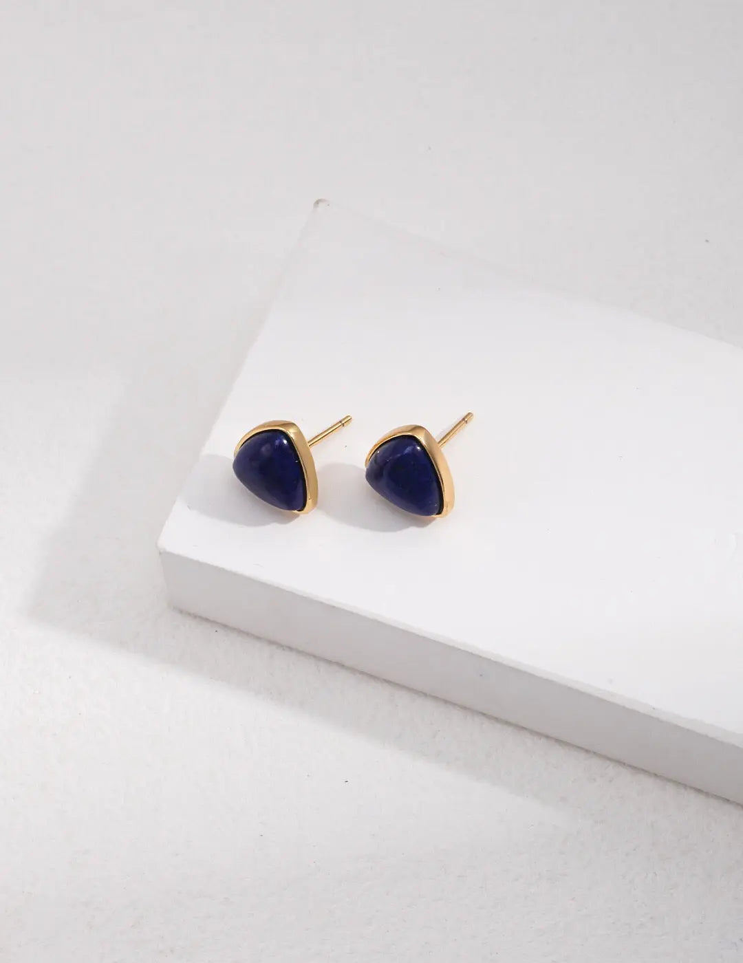 Triangular Lapis Lazuli Stud Earrings - Memoriex 