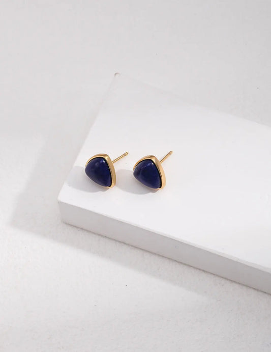 Triangular Lapis Lazuli Stud Earrings - Memoriex 