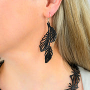 Trifolia Upcycled Rubber Statement Leaf Earrings-0