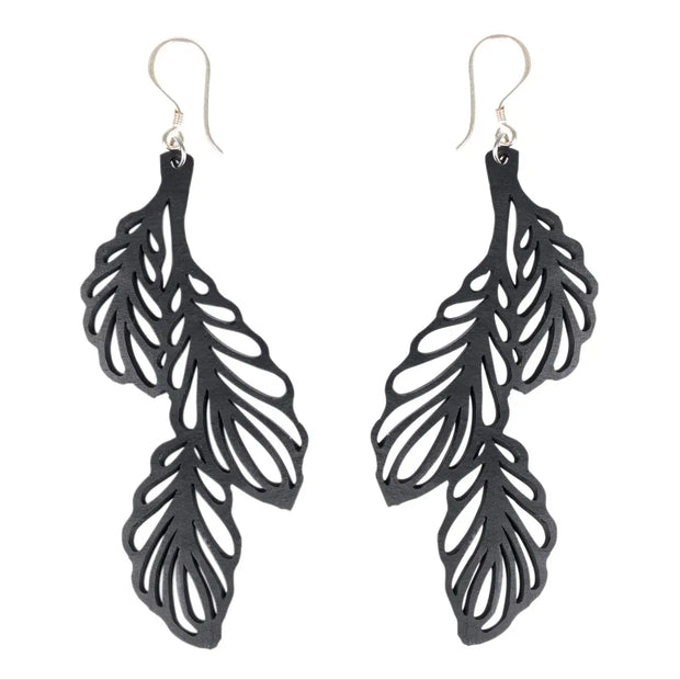Trifolia Upcycled Rubber Statement Leaf Earrings-1