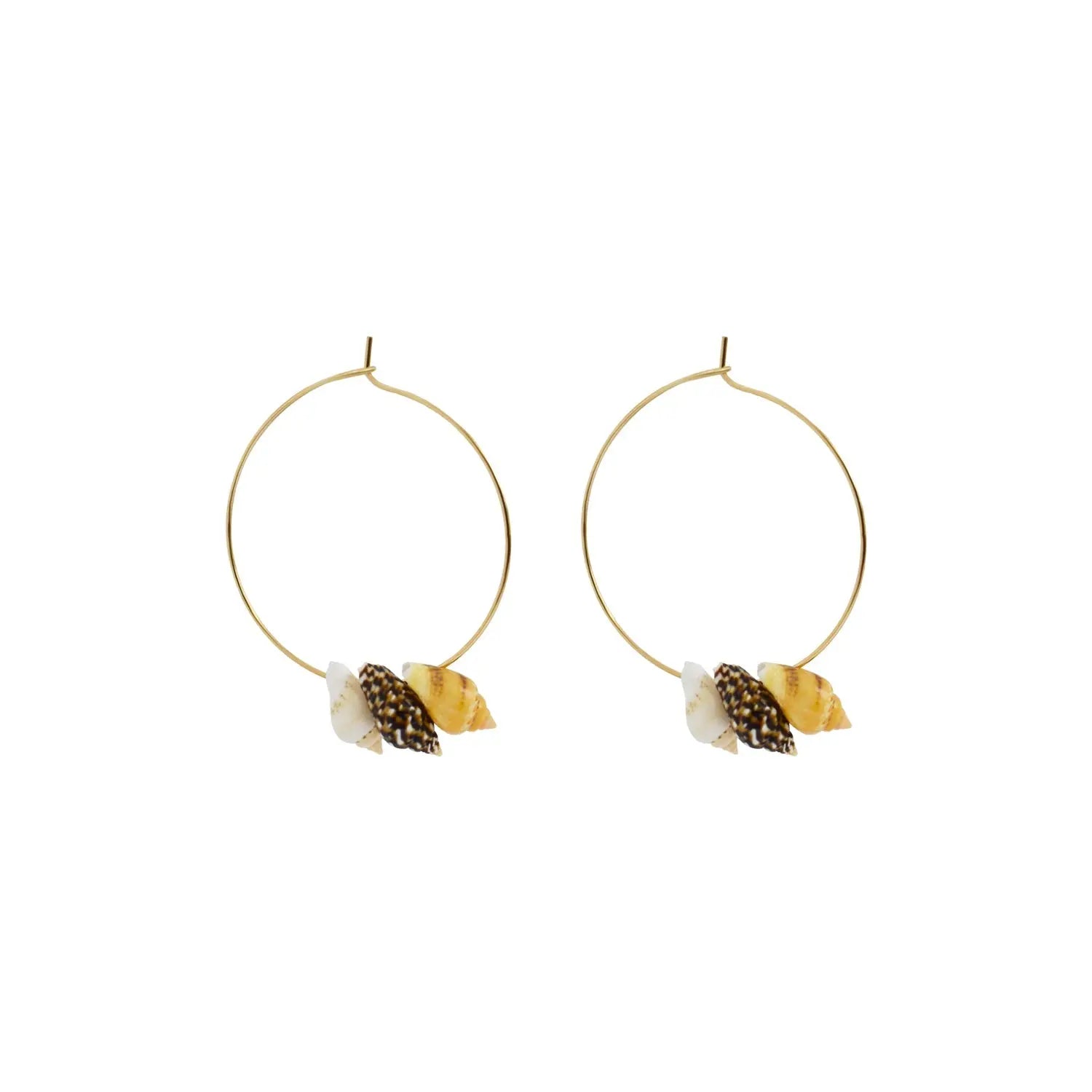 Triple Mini Shell Gold Hoop Earrings - Memoriex