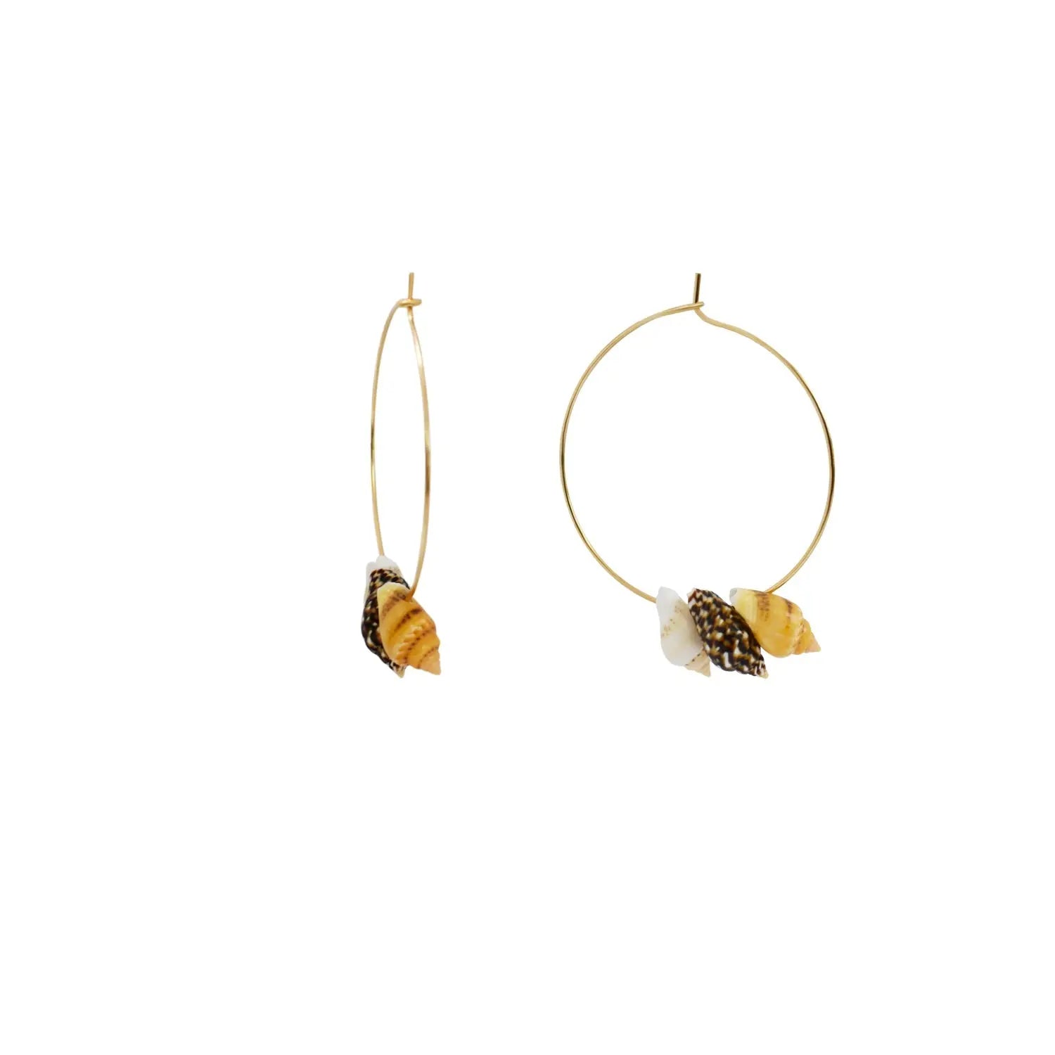 Triple Mini Shell Gold Hoop Earrings - Memoriex