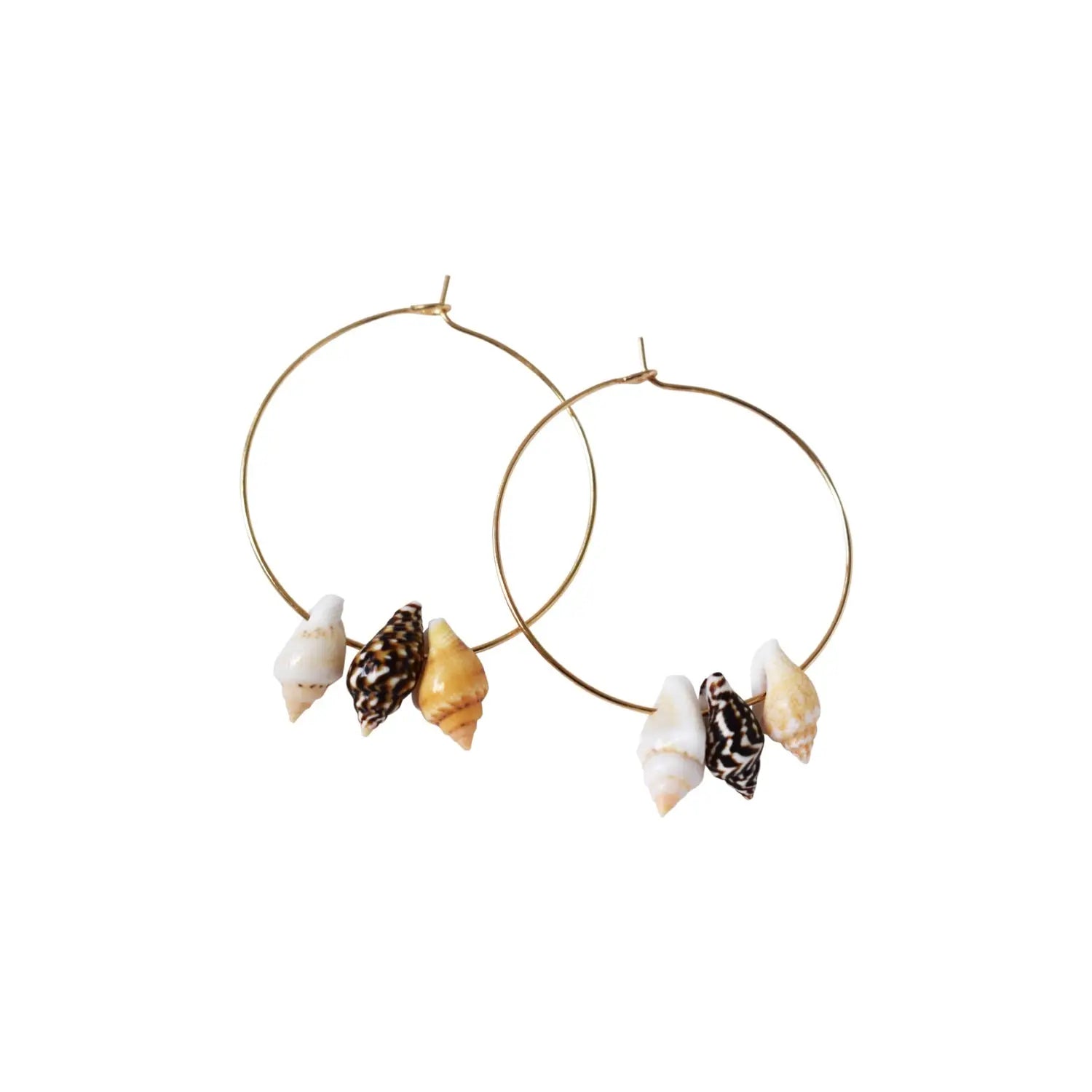 Triple Mini Shell Gold Hoop Earrings - Memoriex