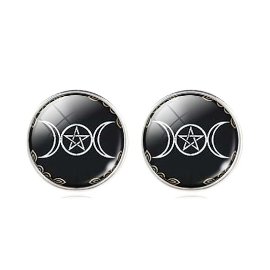 Triple Moon Goddess Stud Earrings - Memoriex