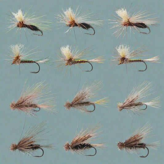  Barbed Dry Flies for Trout Fishing- Freshwater  - set of 12 