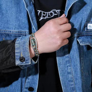 Turquoise Six-character Mantra Nine-eyed Dzi Bead Bracelet - Memoriex 